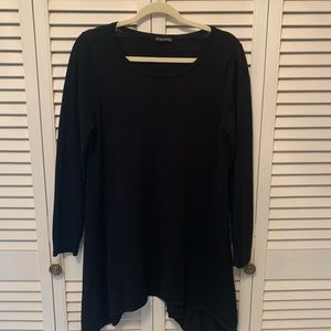 Eileen Fischer black 100% merino wool tunic.